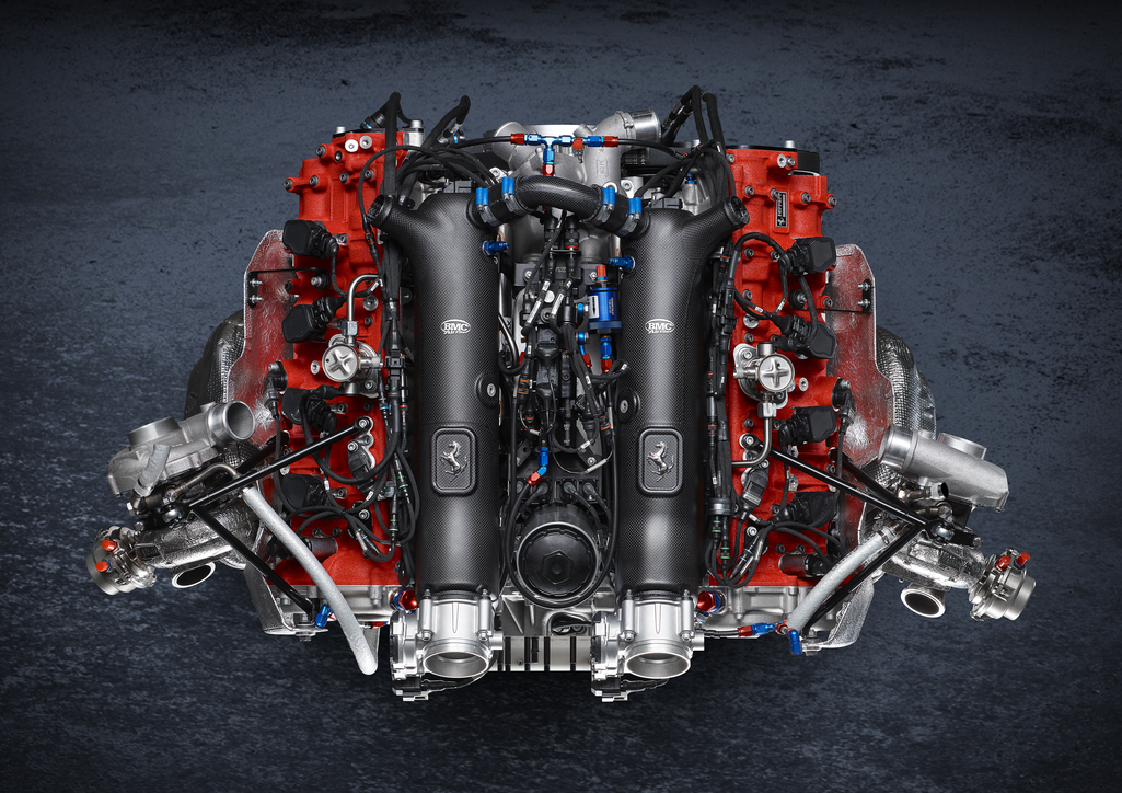 The Ferrari 488 GT Modificata engine.